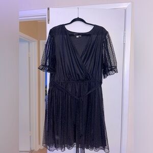 Plus Size Black Polka Dotted Dress